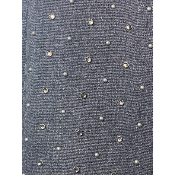 NWT LEVI'S JEANS PREMIUM CRYSTAL STUDDED EMBELLISHED BLACK CROPPED ANKLE FRAYED - Picture 12 of 16